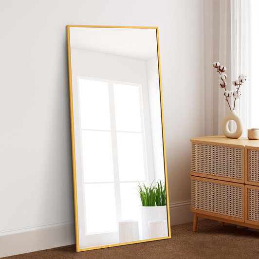 A2ZHOME  65" x 22" Full-Length Mirror - Modern Design with Gold Aluminum Alloy Frame