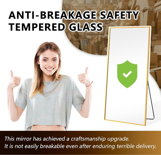 A2ZHOME  65" x 22" Full-Length Mirror - Modern Design with Gold Aluminum Alloy Frame