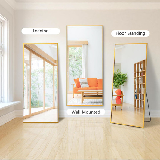 A2ZHOME  65" x 22" Full-Length Mirror - Modern Design with Gold Aluminum Alloy Frame