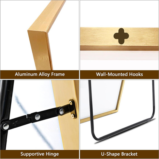 A2ZHOME  65" x 22" Full-Length Mirror - Modern Design with Gold Aluminum Alloy Frame