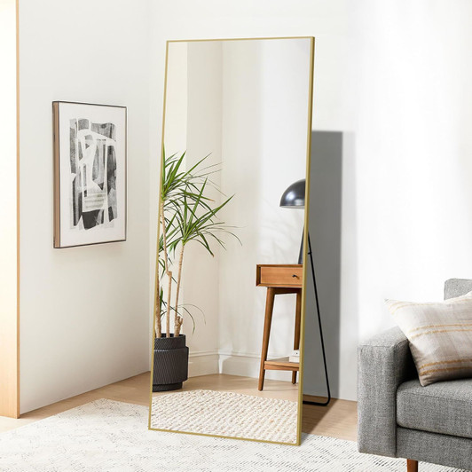 A2ZHOME 64" x 21" Full-Length Mirror - Gold Aluminum Alloy Frame