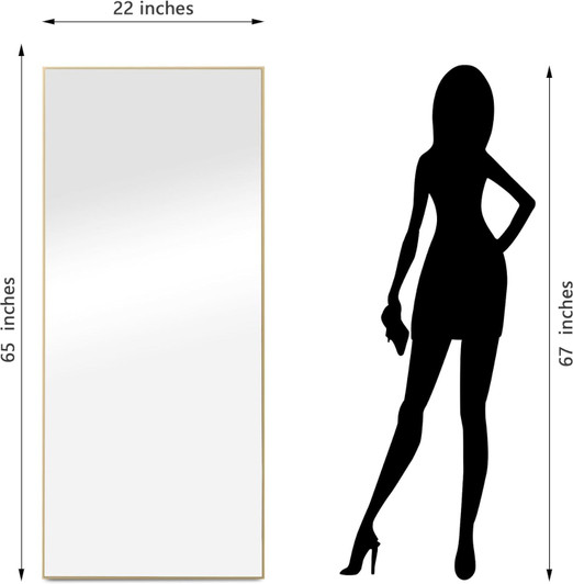 A2ZHOME 64" x 21" Full-Length Mirror - Gold Aluminum Alloy Frame