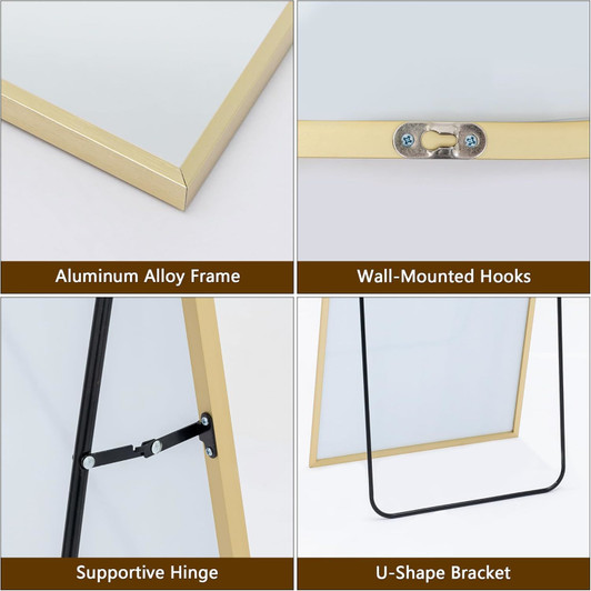 A2ZHOME 64" x 21" Full-Length Mirror - Gold Aluminum Alloy Frame