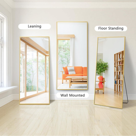 A2ZHOME 64" x 21" Full-Length Mirror - Gold Aluminum Alloy Frame