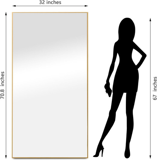 A2ZHOME 71" x 32" Full-Length Mirror - Modern Design with Gold Aluminum Alloy Frame