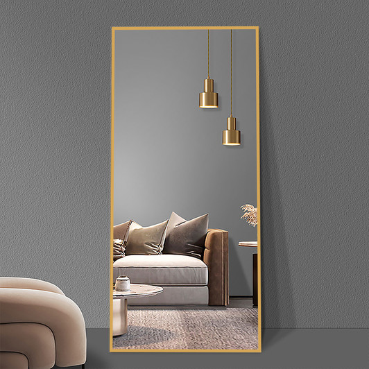 A2ZHOME 65" x 24" Floor Mirror - Ultra-Thin Gold Aluminum Alloy Frame