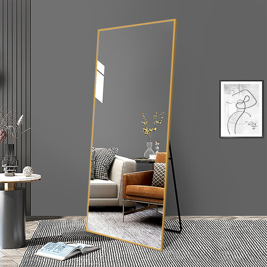 A2ZHOME 65" x 24" Floor Mirror - Ultra-Thin Gold Aluminum Alloy Frame