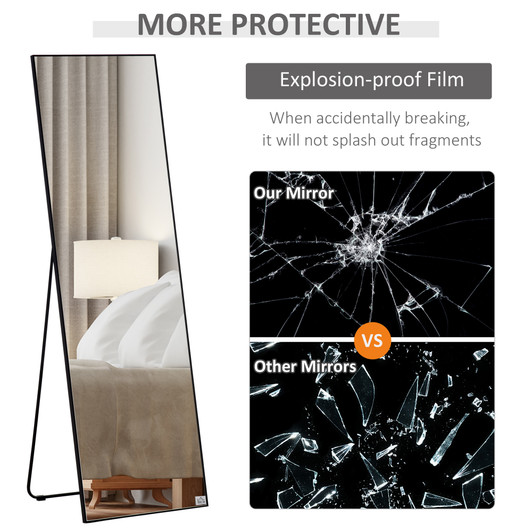 A2ZHOME 19.75" x 63.5" Full-Length Glass Mirror - Freestanding or Wall Mounted