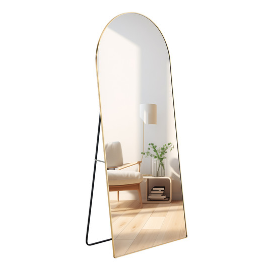 A2ZHOME 71" x 31" 4th Generation Floor Standing Full-Length Rearview Mirror - Metal Framed Arched Wall Mirror