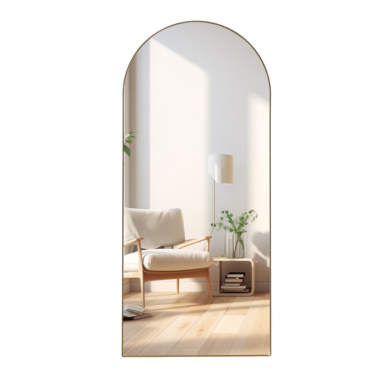 A2ZHOME 71" x 31" 4th Generation Floor Standing Full-Length Rearview Mirror - Metal Framed Arched Wall Mirror