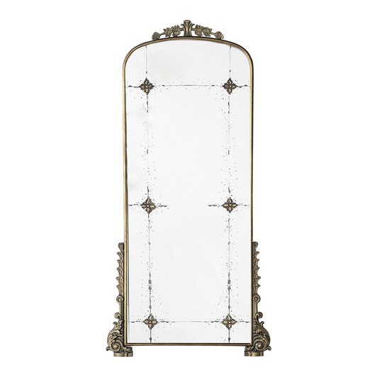 A2ZHOME 24" x 48.5" Antique Gold Arched Full-Length Mirror with Metal Frame