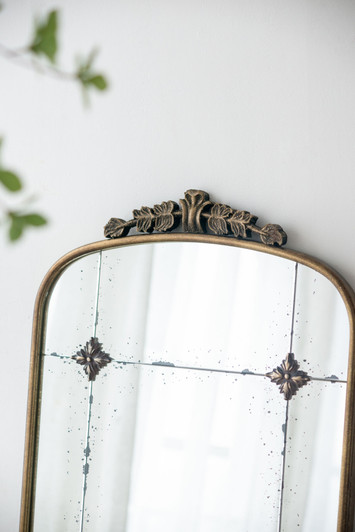 A2ZHOME 24" x 48.5" Antique Gold Arched Full-Length Mirror with Metal Frame