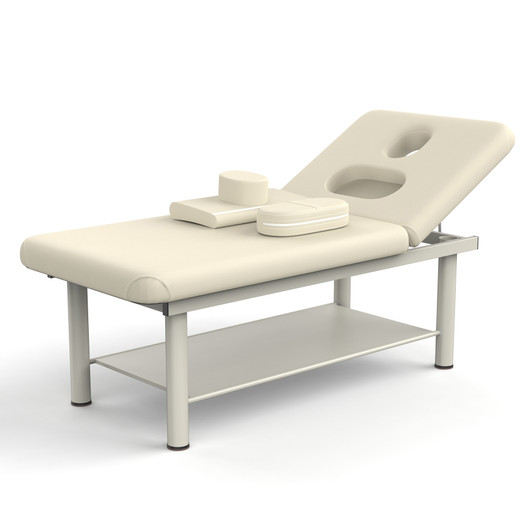 A2ZHOME 80-Inch Wide Quality Leather Beauty Spa Massage Table Bed - Iron Round Legs Facial & Beauty Bed in Beige Gray