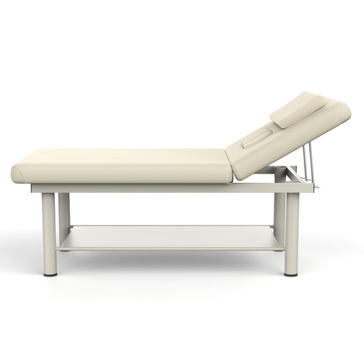 A2ZHOME 80-Inch Wide Quality Leather Beauty Spa Massage Table Bed - Iron Round Legs Facial & Beauty Bed in Beige Gray