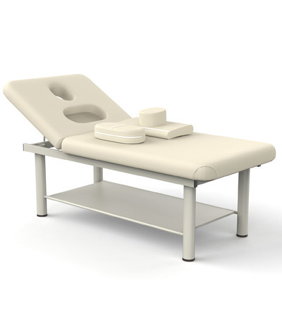 A2ZHOME 80-Inch Wide Quality Leather Beauty Spa Massage Table Bed - Iron Round Legs Facial & Beauty Bed in Beige Gray