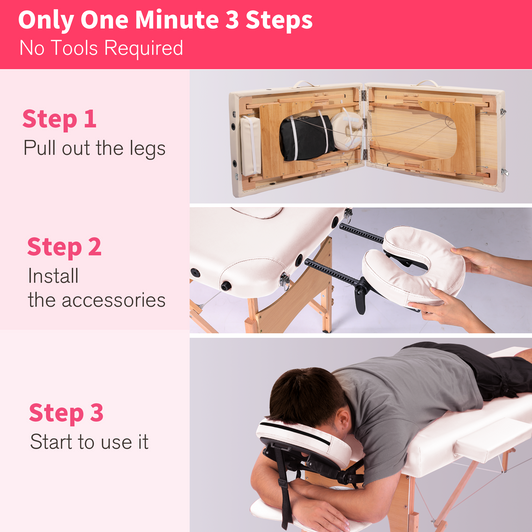 A2ZHOME Portable Massage Table with Carrying Case - Height Adjustable Lash Bed & SPA Table with Face Cradle