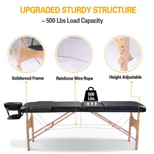 A2ZHOME  Portable Massage Table - Height Adjustable Massage Bed with Carrying Case, Lash Bed & SPA Table with Face Cradle