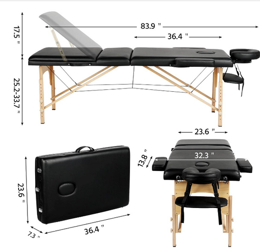 A2ZHOME  Portable Massage Table - Height Adjustable Massage Bed with Carrying Case, Lash Bed & SPA Table with Face Cradle