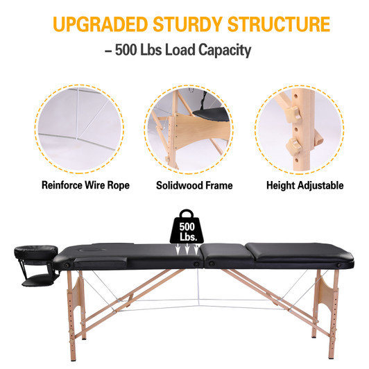 A2ZHOME  Portable Massage Table - Height Adjustable Massage Bed with Carrying Case, Lash Bed & SPA Table with Face Cradle