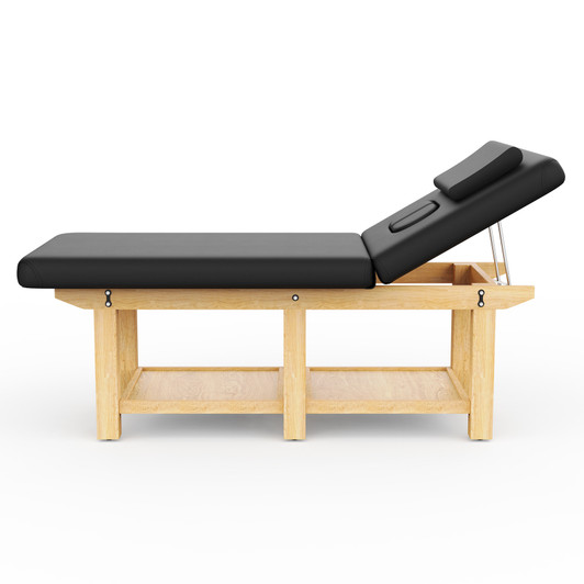 A2ZHOME  80-Inch Wide Wooden Beauty Spa Massage Table - Six Legs Quality Leather Facial Bed - Black