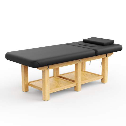 A2ZHOME  80-Inch Wide Wooden Beauty Spa Massage Table - Six Legs Quality Leather Facial Bed - Black