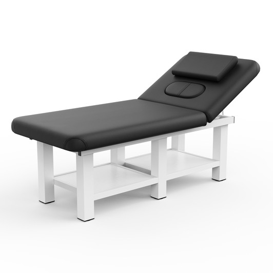 A2ZHOME 31.5-Inch Wide Modern Beauty Salon Bed - High-Quality Segmented Structure Massage Bed in Black Leather