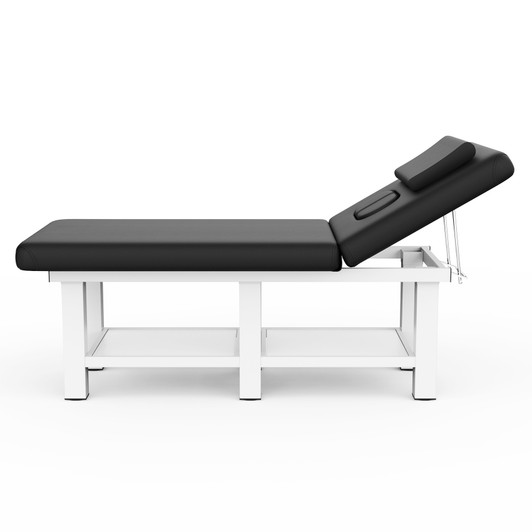 A2ZHOME 31.5-Inch Wide Modern Beauty Salon Bed - High-Quality Segmented Structure Massage Bed in Black Leather