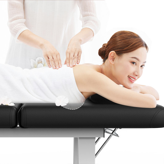 A2ZHOME 31.5-Inch Wide Modern Beauty Salon Bed - High-Quality Segmented Structure Massage Bed in Black Leather