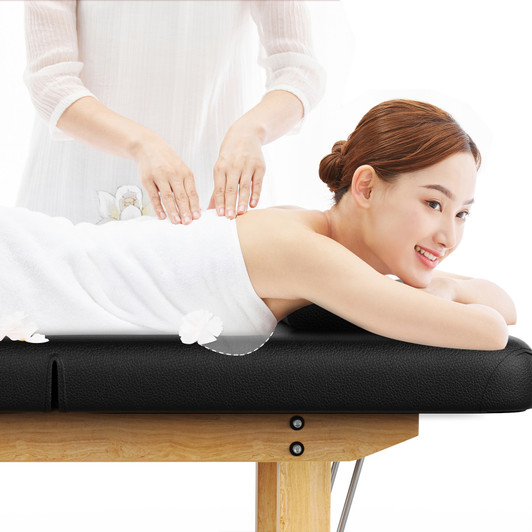 A2ZHOME 80-Inch Wide Wooden Beauty Spa Massage Table - Quality Leather Facial Bed - Black