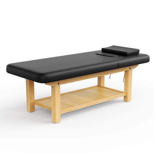A2ZHOME 80-Inch Wide Wooden Beauty Spa Massage Table - Quality Leather Facial Bed - Black