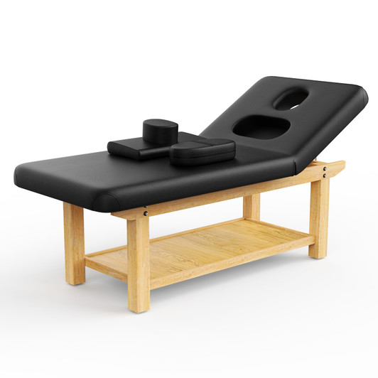 A2ZHOME 80-Inch Wide Wooden Beauty Spa Massage Table - Quality Leather Facial Bed - Black