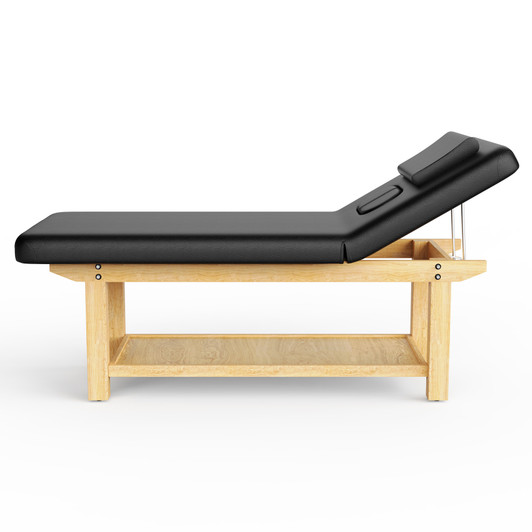 A2ZHOME 80-Inch Wide Wooden Beauty Spa Massage Table - Quality Leather Facial Bed - Black