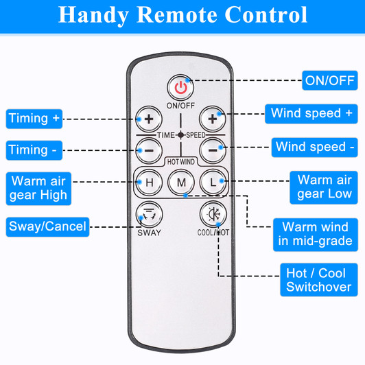 A2ZHOME HealSmart 26-Inch Space Heater Bladeless Tower Fan - Heater & Cooling Combo with Remote Control - Black