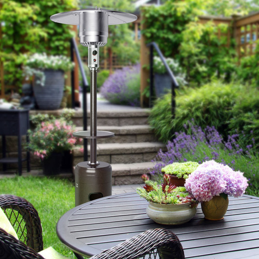 A2ZHOME 48,000 BTU Standing Outdoor Heater Propane LP Gas Steel with Table and Wheels