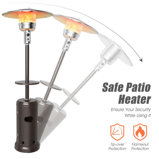 A2ZHOME 48,000 BTU Standing Outdoor Heater Propane LP Gas Steel with Table and Wheels