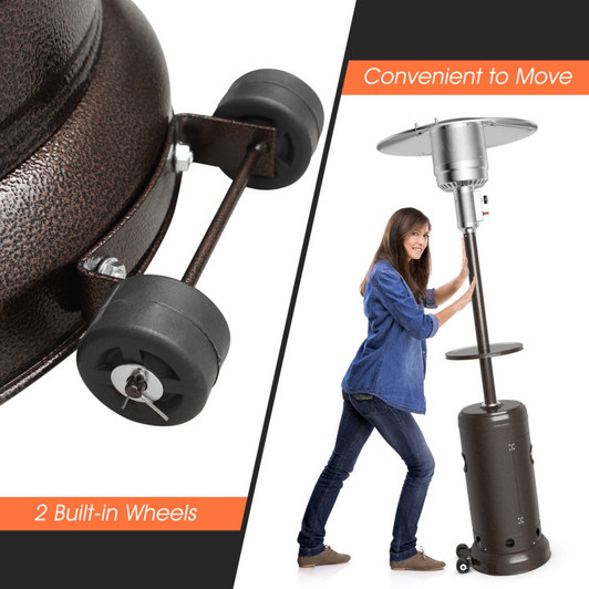 A2ZHOME 48,000 BTU Standing Outdoor Heater Propane LP Gas Steel with Table and Wheels