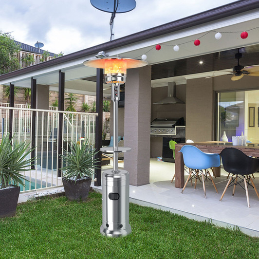 A2ZHOME 48,000 BTU Standing Outdoor Heater Propane LP Gas Steel with Table and Wheels
