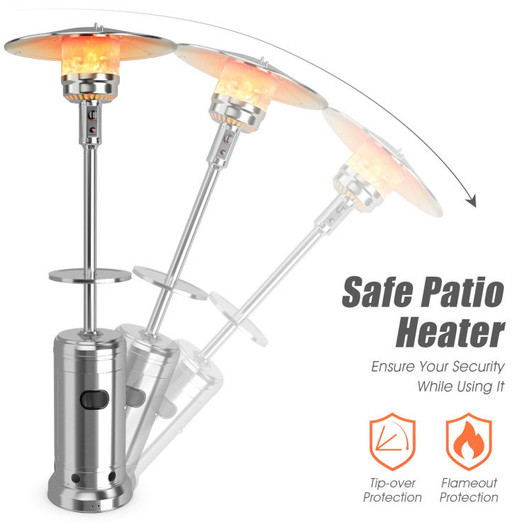 A2ZHOME 48,000 BTU Standing Outdoor Heater Propane LP Gas Steel with Table and Wheels