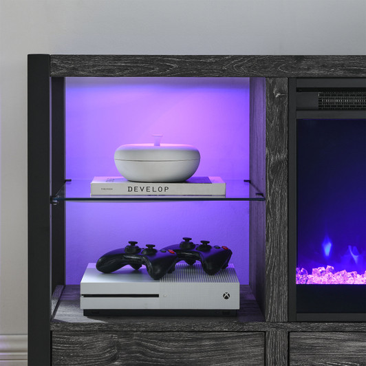 A2ZHOME 23-Inch Electric Fireplace Insert, Ultra-Thin Heater with Crystal & Realistic Flame, Remote Control with Timer, Overheating Protection, and Sidelight