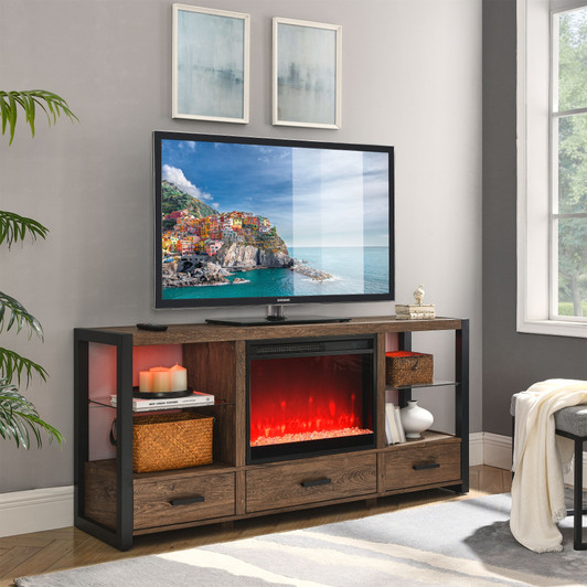 A2ZHOME 23-Inch Electric Fireplace Insert, Ultra-Thin Heater with Crystal & Realistic Flame, Remote Control with Timer, Overheating Protection, and Sidelight