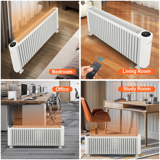 A2ZHOME 1500W Efficient Baseboard Electric Heater, Silent Convection Heating, Remote Lock, LED Display, Multi-Protection