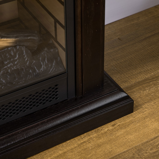 A2ZHOME 31" Electric Fireplace with Dimmable Flame Effect, Log Hearth, Remote Control, 1400W Freestanding Heater, Brown