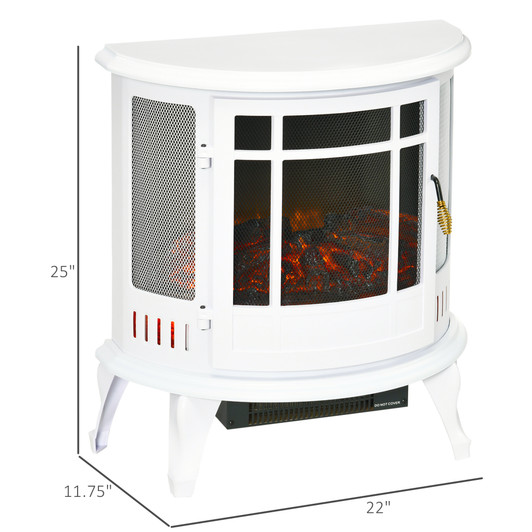 A2ZHOME 22" Electric Fireplace Stove, Freestanding Heater with Realistic LED Flame, Adjustable Temperature, 1500W, White