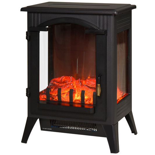 A2ZHOME 23" Electric Fireplace Heater, Fireplace Stove with Realistic LED Flames and Logs, Overheating Protection, 750W/1500W, Black
