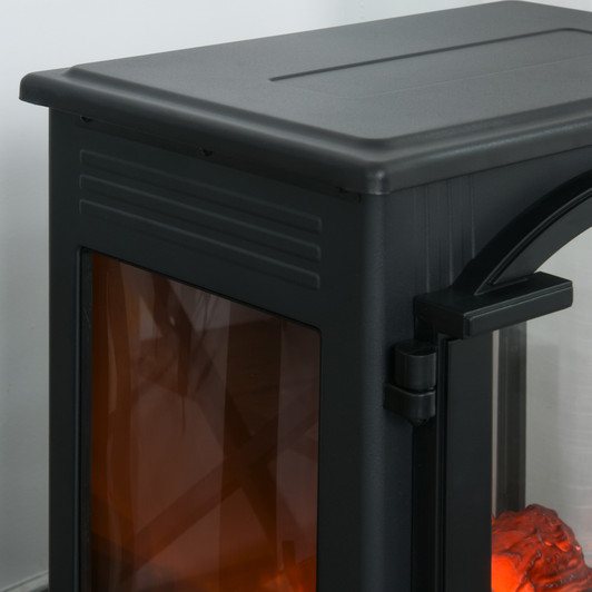 A2ZHOME 23" Electric Fireplace Heater, Fireplace Stove with Realistic LED Flames and Logs, Overheating Protection, 750W/1500W, Black