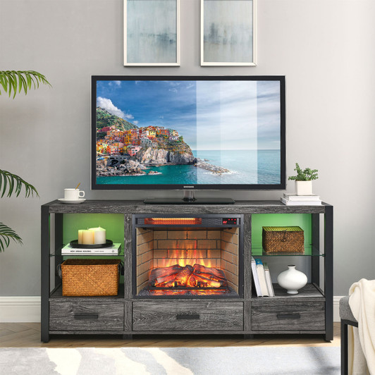 A2ZHOME 23-Inch Infrared Quartz Heater Fireplace Insert, Woodlog Version with Brick
