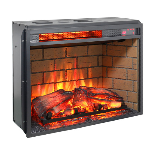 A2ZHOME 23-Inch Infrared Quartz Heater Fireplace Insert, Woodlog Version with Brick