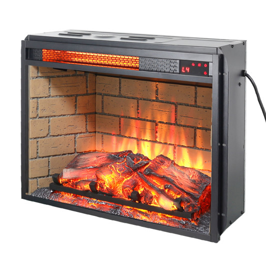 A2ZHOME 23-Inch Infrared Quartz Heater Fireplace Insert, Woodlog Version with Brick