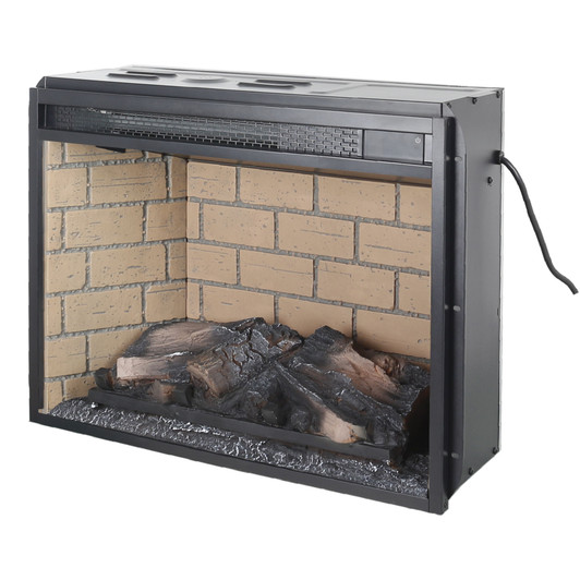 A2ZHOME 23-Inch Infrared Quartz Heater Fireplace Insert, Woodlog Version with Brick