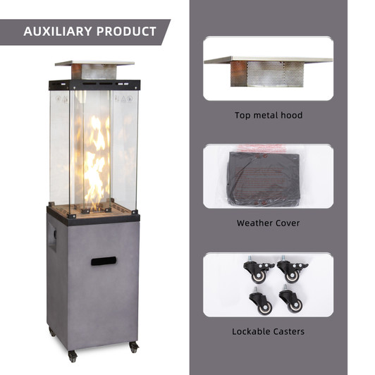 A2ZHOME 16" x 61" Outdoor Propane Gas Fire Heater with Tempered Glass